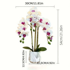 Touch-Sensitive Artificial Phalaenopsis Orchid – 3-Bloom Potted Plant (Purple, 50cm)