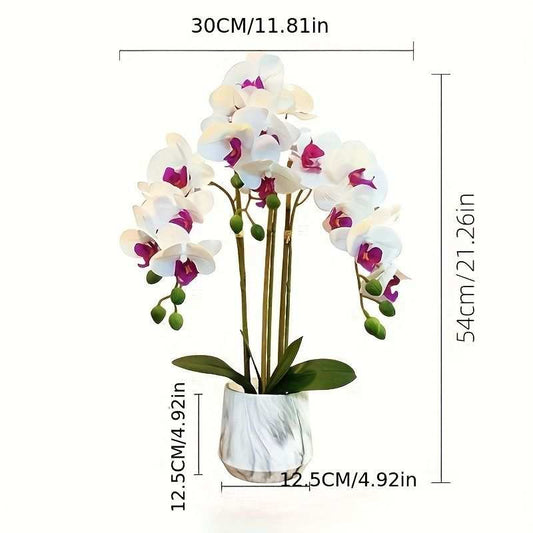 Touch-Sensitive Artificial Phalaenopsis Orchid – 3-Bloom Potted Plant (Purple, 50cm)