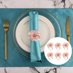 Rose Gold Flower Napkin Rings – Set of 6