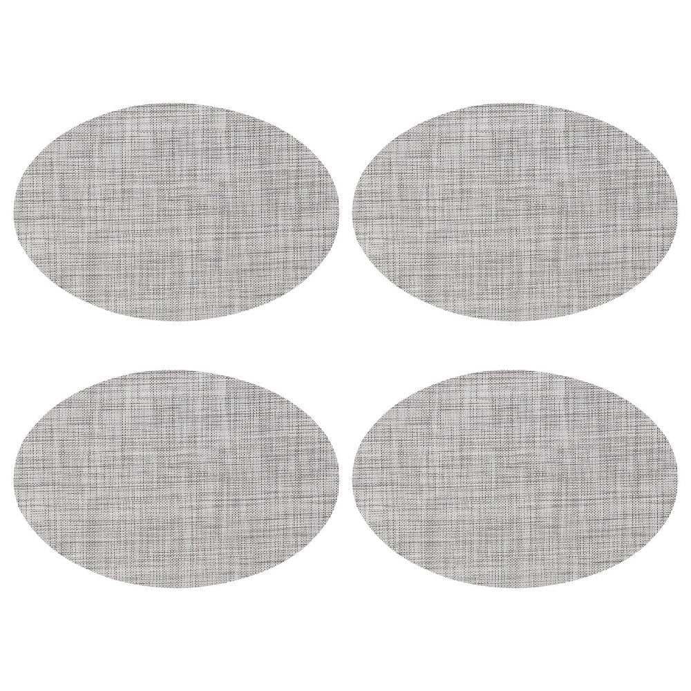 Grey Oval PVC Placemats – Set of 4