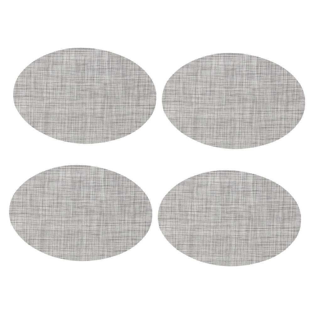 Grey Oval PVC Placemats – Set of 4