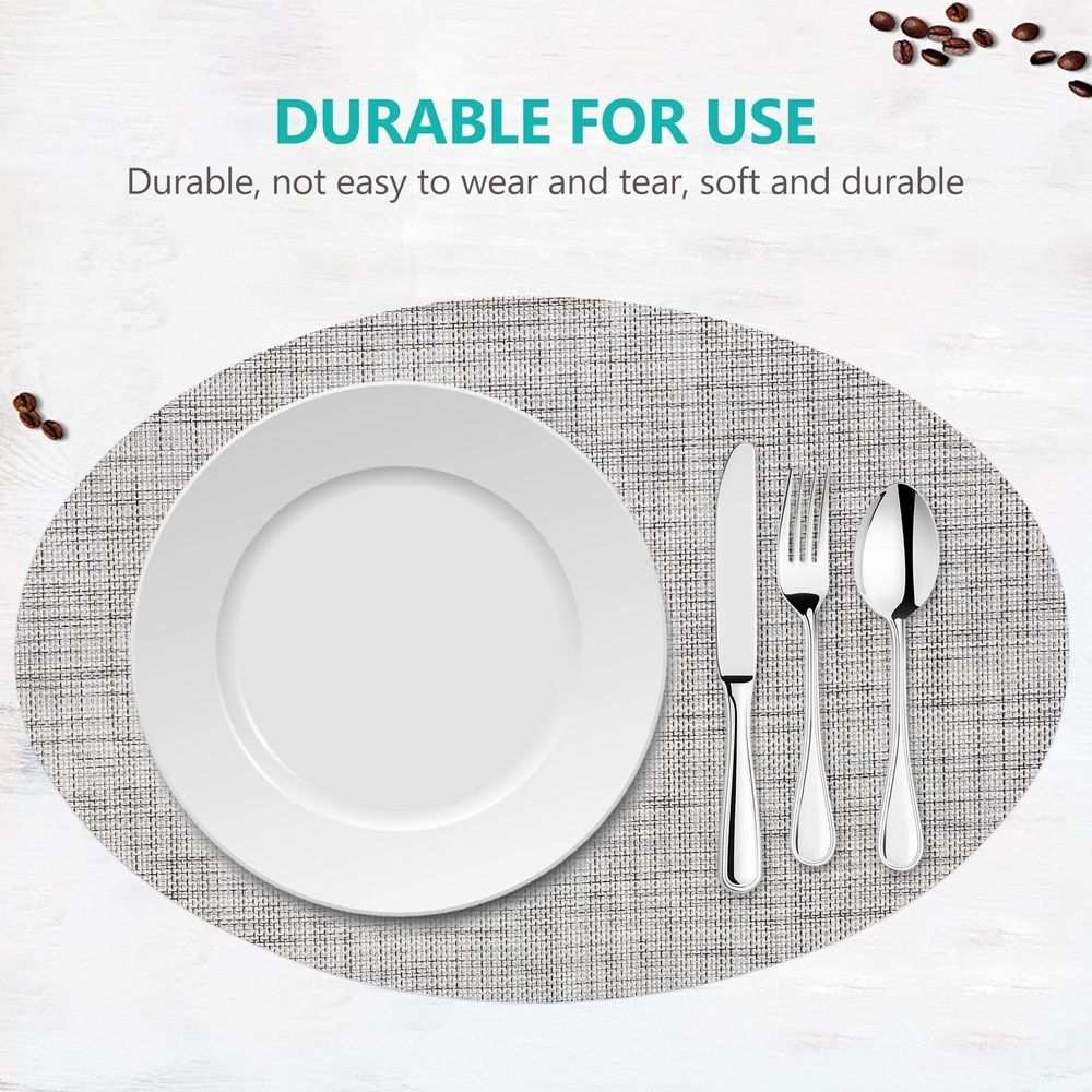 Grey Oval PVC Placemats – Set of 4