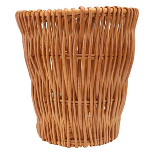 Woven Wicker Wastepaper Basket – Beige, 28 cm
