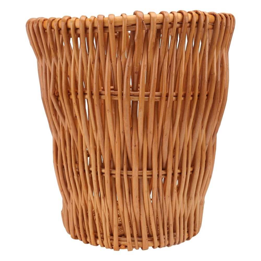 Woven Wicker Wastepaper Basket – Beige, 28 cm
