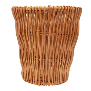 Woven Wicker Wastepaper Basket – Beige, 28 cm