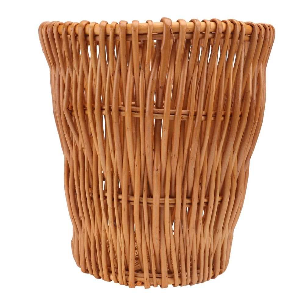 Woven Wicker Wastepaper Basket – Beige, 28 cm