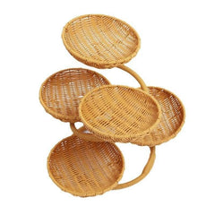Three-Tier Rattan-Look Fruit Basket – Stripe, Large