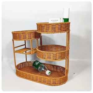 Multi-Tier Rattan-Look Fruit Basket – Light Brown, Large