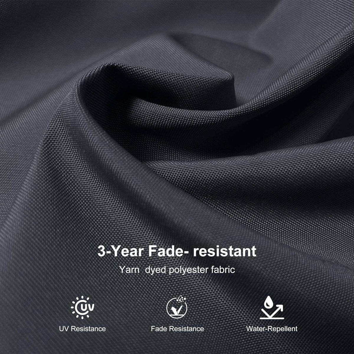 Grey 3m x 4m Cantilever Outdoor Umbrella fabric in dark grey yarn-dyed polyester, with fade-resistant and water-repellent features