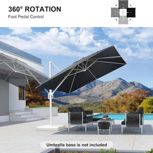 Grey 3m x 4m Cantilever Outdoor Umbrella with a dark grey rectangular canopy, white frame and 360° rotation
