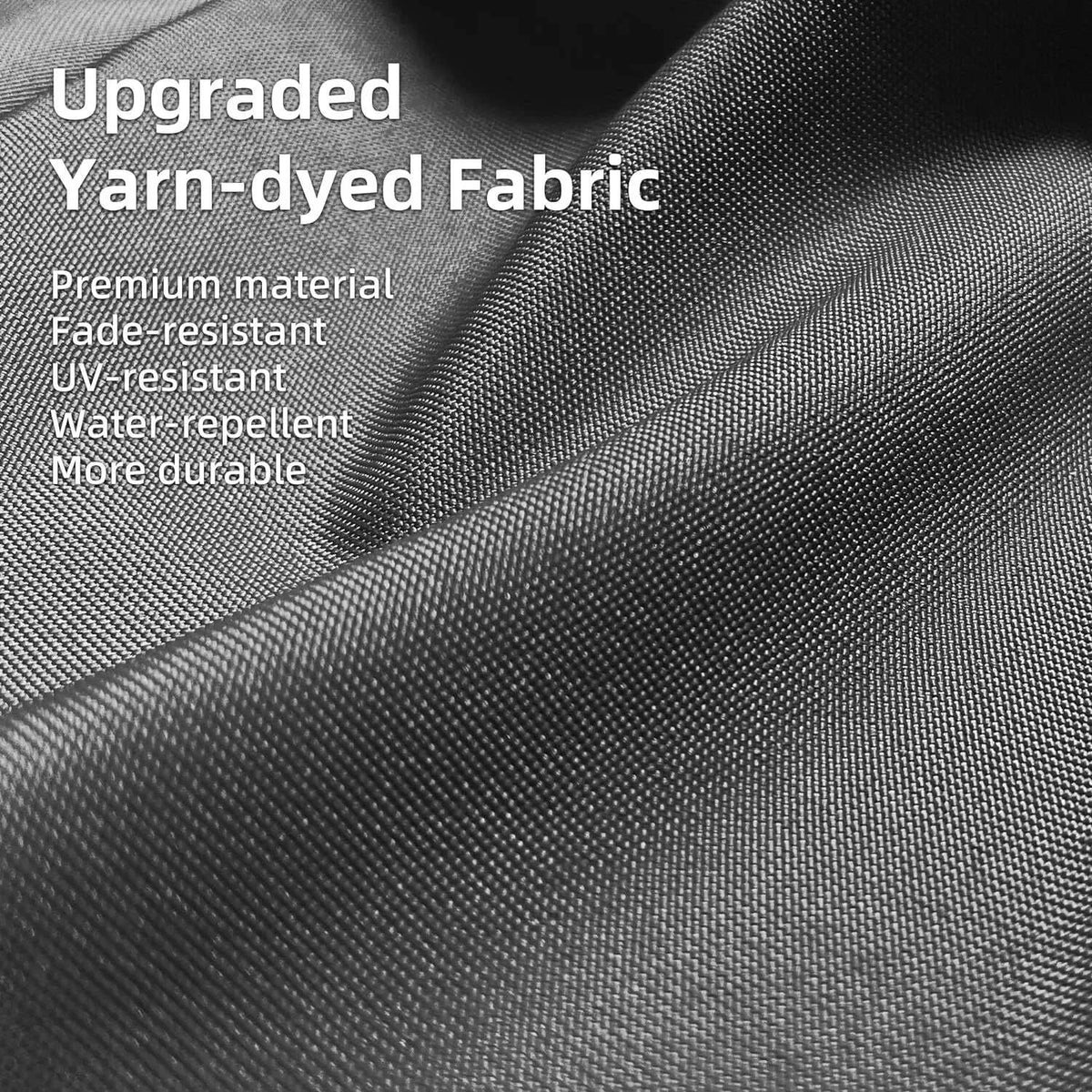 Outdoor Garden Pergola canopy fabric in grey yarn-dyed material with a fine woven texture and water-repellent finish