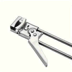 2 Set/4 Pcs Adjustable Jar Opener in polished stainless steel with a sliding, serrated gripping jaw and lever handle