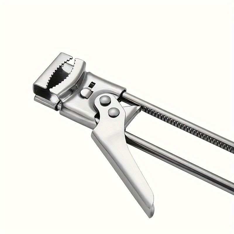 2 Set/4 Pcs Adjustable Jar Opener in polished stainless steel with a sliding, serrated gripping jaw and lever handle