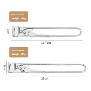 2 Set/4 Pcs Adjustable Jar Opener set in silver stainless steel, with two sizes and sliding serrated gripping jaws