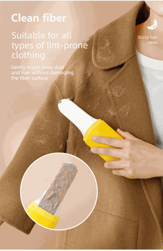 Banana-Shaped Lint Remover – Dual-Sided, 6 Adhesive Rolls (Green)