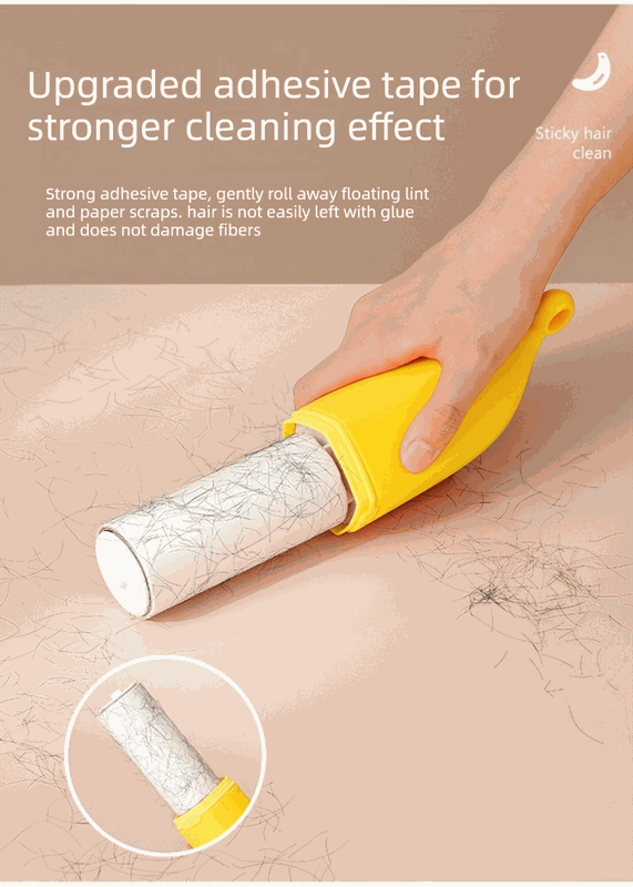 Banana-Shaped Lint Remover – Dual-Sided, 6 Adhesive Rolls (Green)