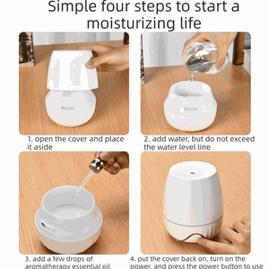 Office Comfort Gift Bundle featuring a white rounded ultrasonic aroma diffuser with a smooth plastic body and compact design
