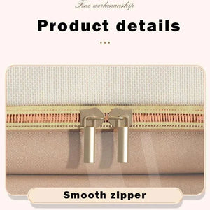 Khaki 49L Slim Foldable Clothes Storage Box in textured fabric, featuring a clear front panel and smooth gold-tone double zippers