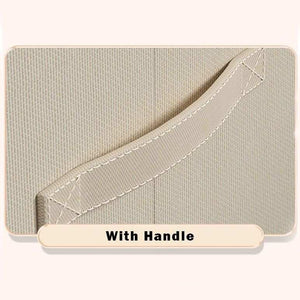 Khaki 49L Slim Foldable Clothes Storage Box with beige Oxford fabric and a reinforced stitched carry handle detail