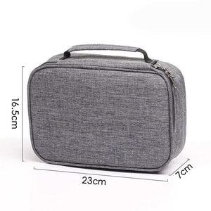 Large Capacity 72-Slot Pencil Case in textured grey fabric with a rounded rectangular shape, zip-around closure and top carry handle