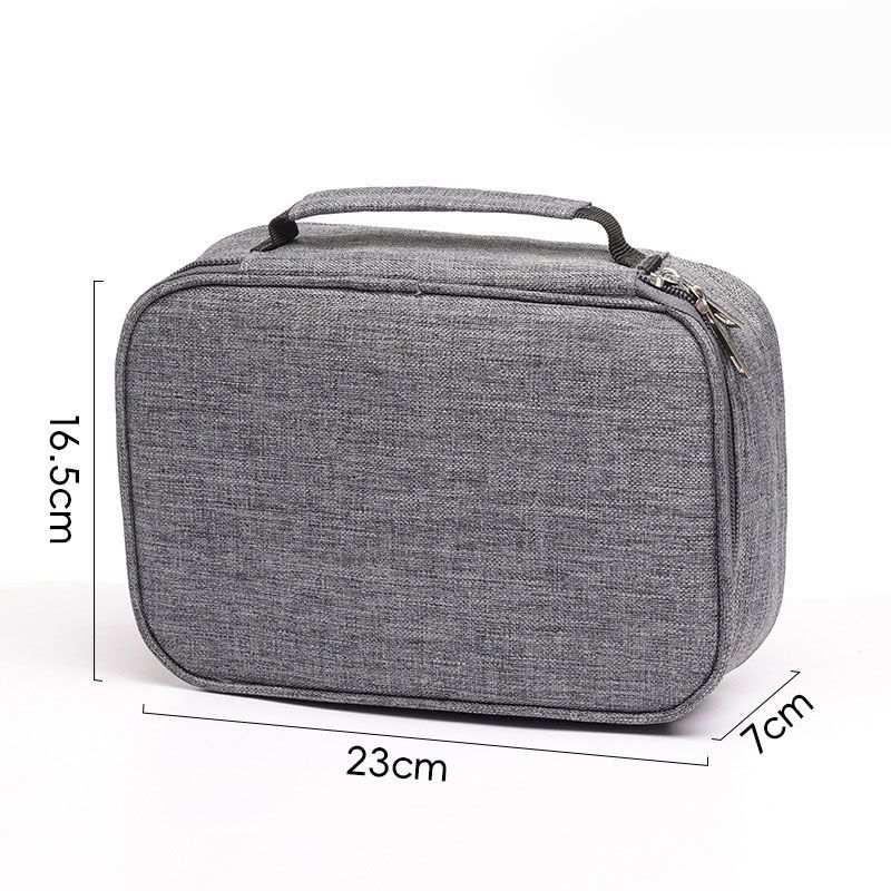 Large Capacity 72-Slot Pencil Case in textured grey fabric with a rounded rectangular shape, zip-around closure and top carry handle