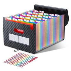 26-Pocket Accordion File Organiser with A–Z Tabs – Matte Black