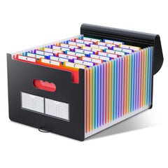 26-Pocket Accordion File Organiser with A–Z Tabs – Black