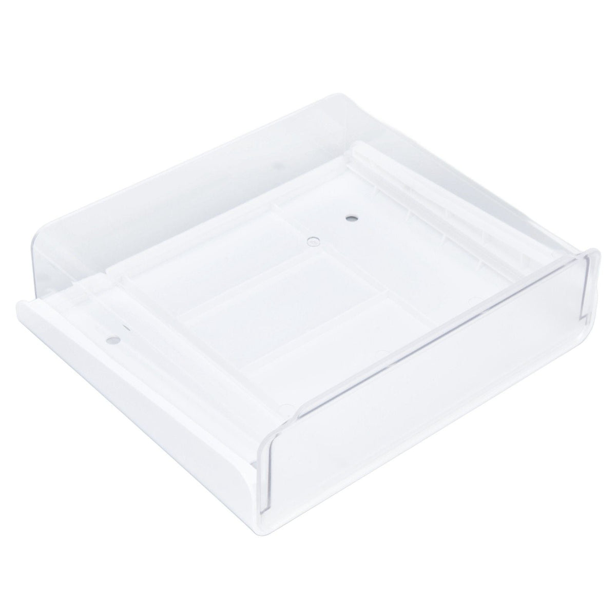 Acrylic Drawer Storage in clear transparent acrylic, with a shallow rectangular tray and raised front panel