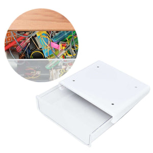 Acrylic Drawer Storage in clear acrylic with a white top panel, shallow pull-out tray and four mounting holes
