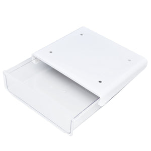 Acrylic Drawer Storage in clear transparent acrylic, featuring a white mounting top and a pull-out compartment