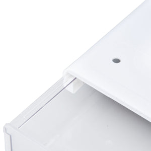 Acrylic Drawer Storage in clear acrylic, featuring a shallow pull-out compartment and a white mounting panel with a small hole.