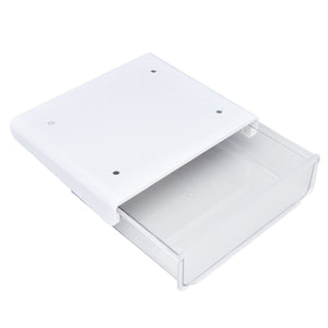 Acrylic Drawer Storage with a clear acrylic pull-out compartment and opaque white mounting top with pre-drilled holes