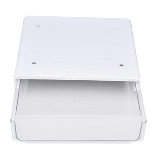 Acrylic Drawer Storage, a translucent clear drawer with a white mounting top and a wide pull-out compartment