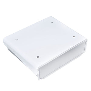 Acrylic Drawer Storage box in translucent white acrylic with a concealed pull-out drawer and smooth rounded edges