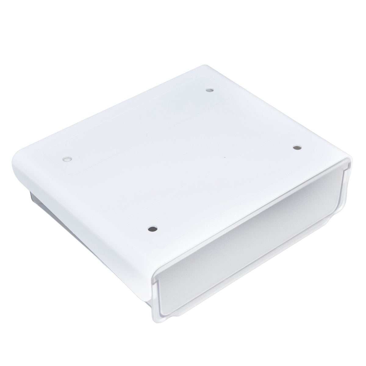 Acrylic Drawer Storage box in translucent white acrylic with a concealed pull-out drawer and smooth rounded edges