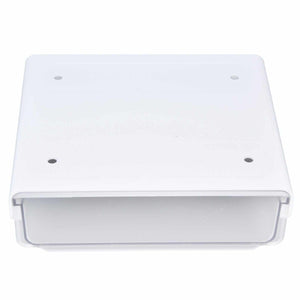 Acrylic Drawer Storage in translucent white acrylic, with a concealed pull-out compartment and four mounting holes