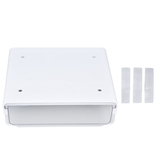 Acrylic Drawer Storage box in translucent white acrylic with a concealed sliding drawer and three adhesive pads