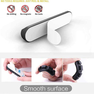 Adhesive Cable Clips shown as a black flexible cable holder with peel-and-stick backing and a smooth surface