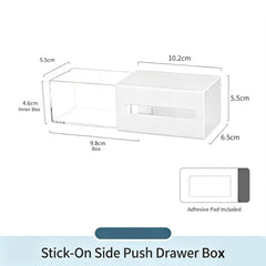 Adhesive Side-Pull Drawer Organiser – Clear Acrylic Storage for Mirror Cabinet & Vanity