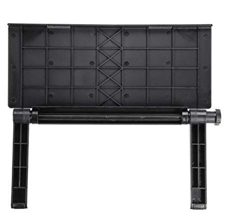 Adjustable Monitor Stand in black plastic with a ribbed rectangular platform, folding support legs and cross-braced underside