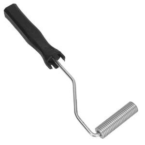 Aluminium Alloy Bubble Roller with a black plastic handle, bent metal shaft and ribbed cylindrical roller head.
