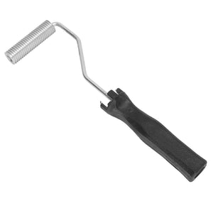 Aluminium Alloy Bubble Roller with a ribbed silver metal roller, bent metal shaft and long black textured handle
