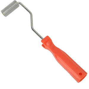 Aluminium Alloy Fiberglass Bubble Removal Roller with a ridged silver metal roller, bent shaft and bright orange plastic handle