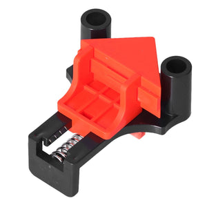 Angle Clamps with bright red adjustable ABS jaws, black base and exposed spring for holding woodworking joints