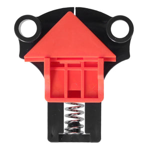 Angle Clamps with red ABS jaw, black handles and exposed metal spring for securing angled woodworking joints