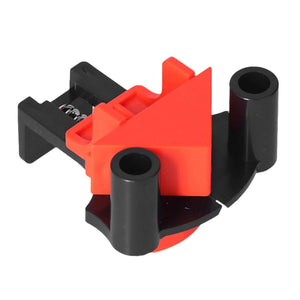 Angle Clamps in red and black ABS plastic, with angular jaws, cylindrical handles and a visible spring mechanism