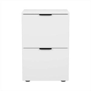 Artiss Filing Cabinet in white with two smooth-front drawers, black metal handles and a clean rectangular design