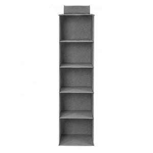 Artiss Hanging Closet Organiser in grey non-woven fabric, with five open compartments and a top hanging loop