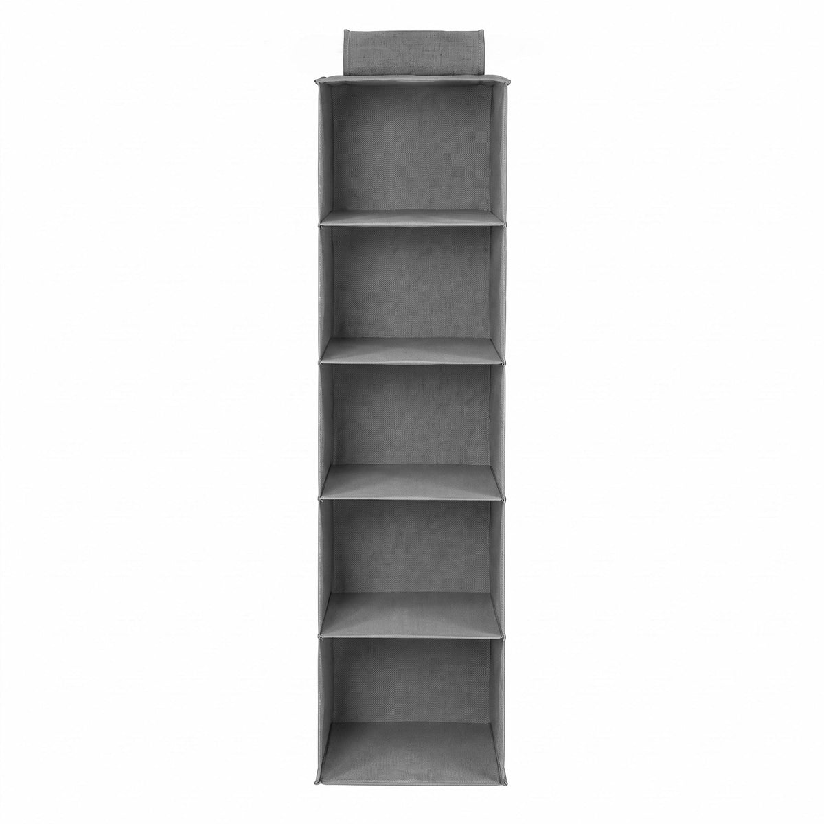 Artiss Hanging Closet Organiser in grey non-woven fabric, with five open compartments and a top hanging loop