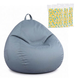 Artiss Outdoor Bean Bag Chair in grey polyester with a rounded teardrop shape, carry handle and foam filler packs